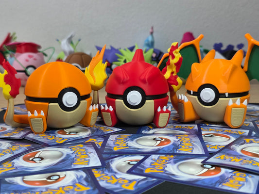 Pack ahorro de 3 Pokéballs Charmander, Charmeleon y Charizard impresas en 3D
