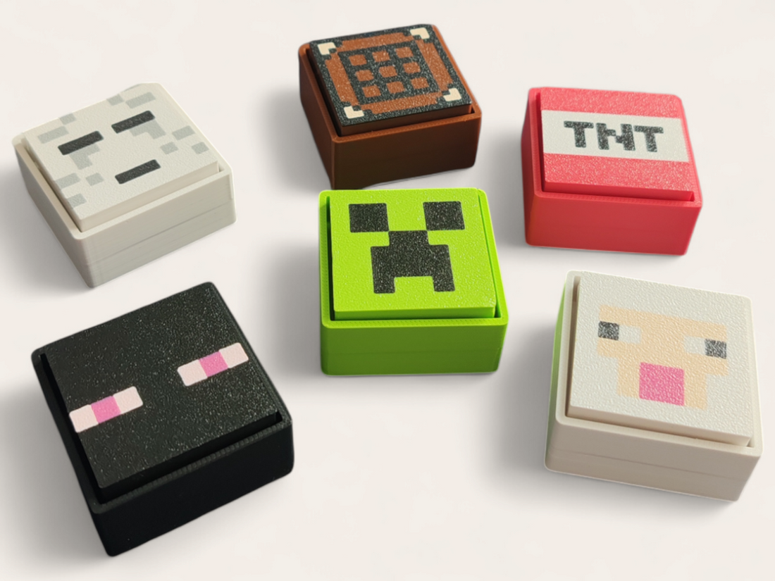 Clickers de Minecraft impresos en 3D: TNT, Creeper, Enderman y Ghast