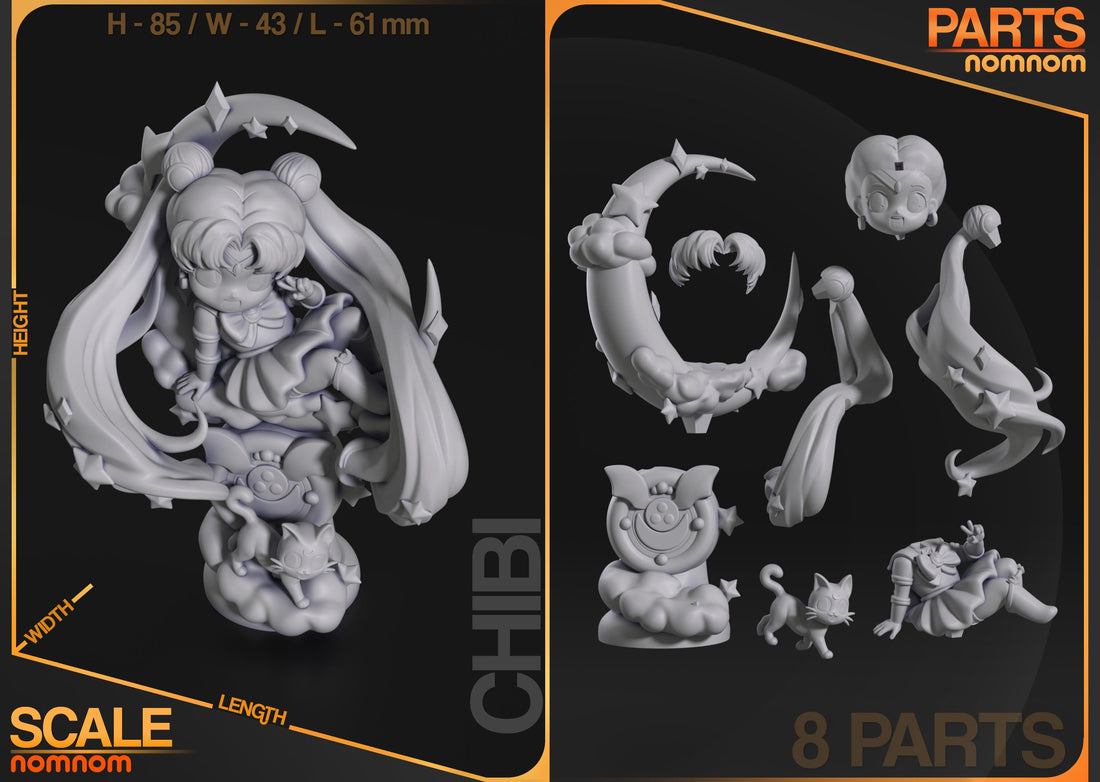 Piezas de figura chibi de resina de Sailor Moon sin pintar