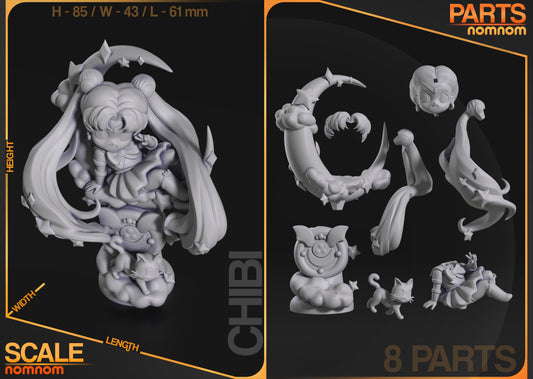 Piezas de figura chibi de resina de Sailor Moon sin pintar