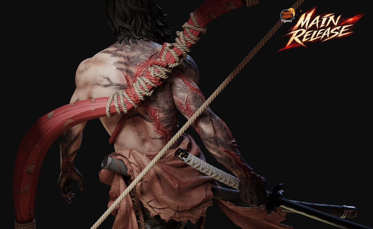 Figura Genichiro Ashina Sekiro en resina, vista lateral