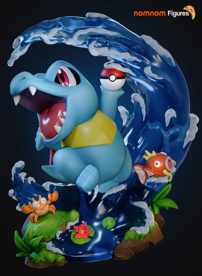 Figura chibi Totodile en resina, vista lateral
