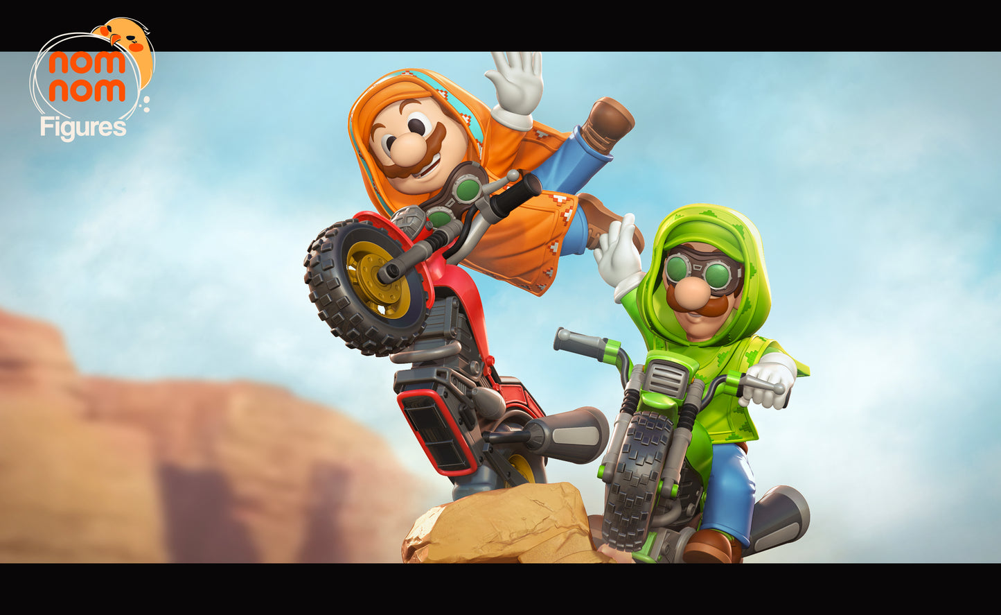 Figura de Resina - Mario, Luigi & Yoshi - Super Mario Galaxy La Película