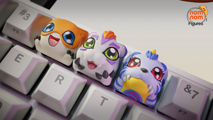 Keycaps de resina Digimon en teclado