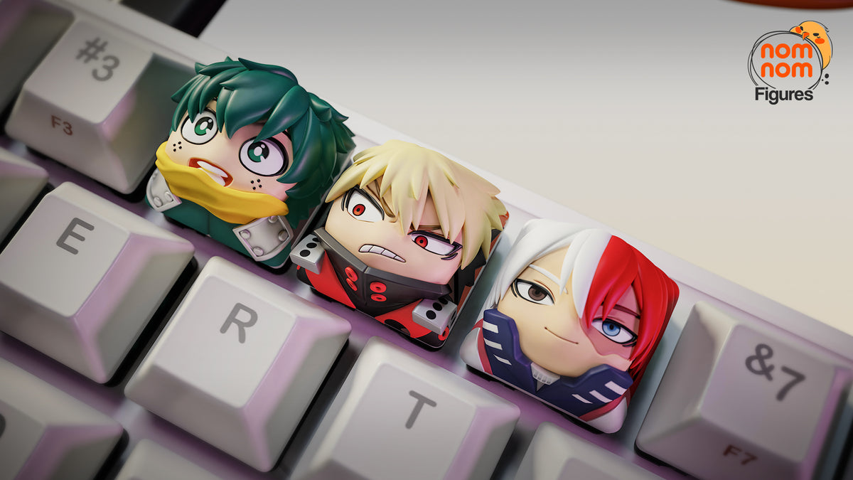 Keycaps de resina My Hero Academia en teclado
