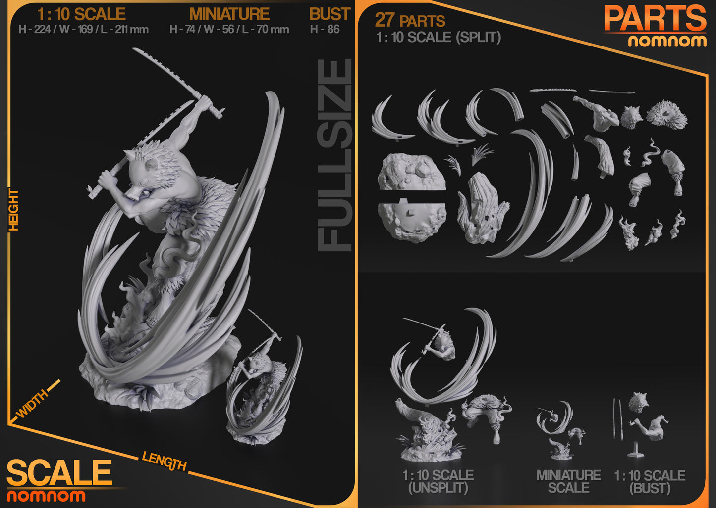 Figura de Resina - Inosuke - Kimetsu No Yaiba / Demon Slayer