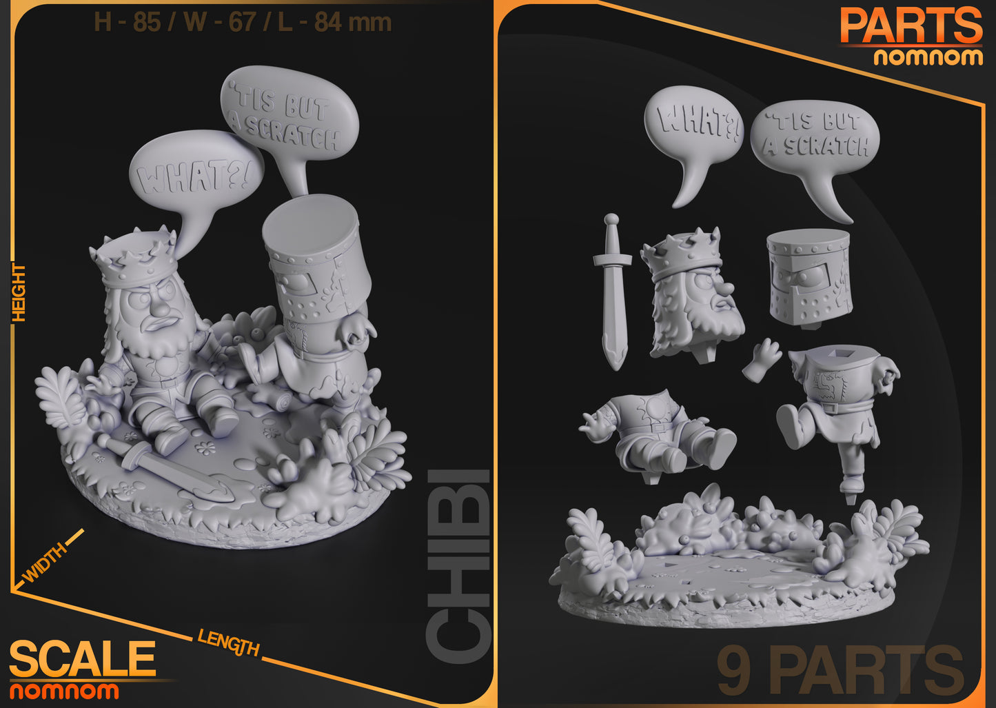 Figura de Resina Chibi - El Caballero Oscuro - Monty Python y el Santo Grial