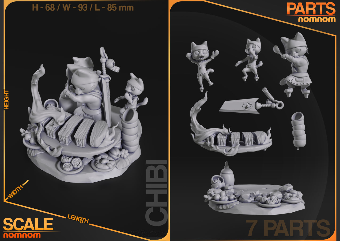 Figura de Resina Chibi - Chef Miausculoso - Monster Hunter