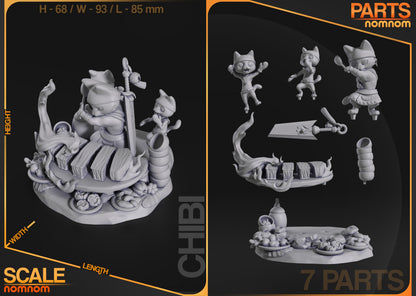 Figura de Resina Chibi - Chef Miausculoso - Monster Hunter