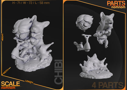 Figura de Resina Chibi - Ein & Edward - Cowboy Bebop