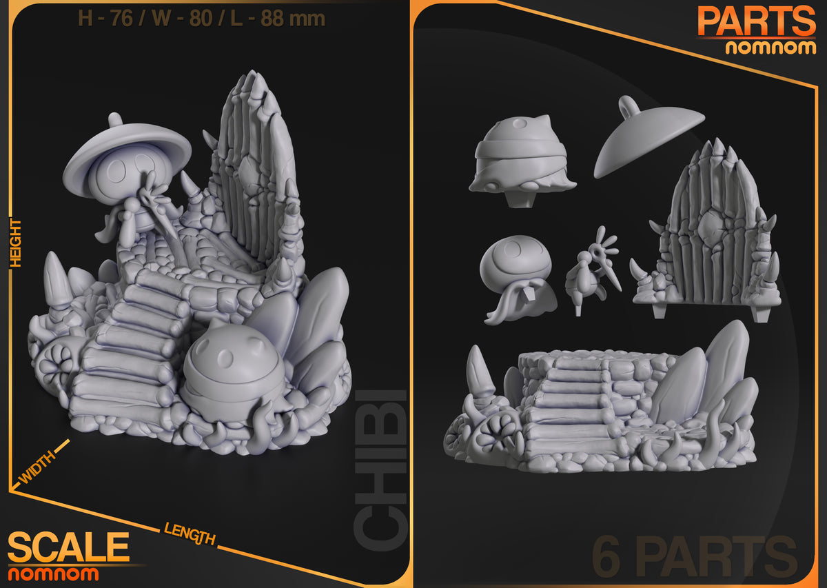 Figura chibi Sherma Silksong en resina, detalle