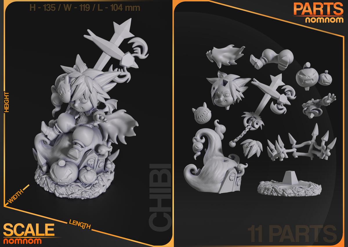 Figura chibi Sora Halloween en resina, detalle
