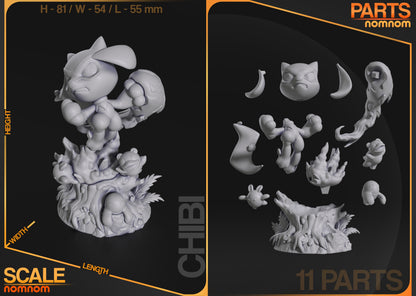 Figura chibi Riolu en resina, detalle