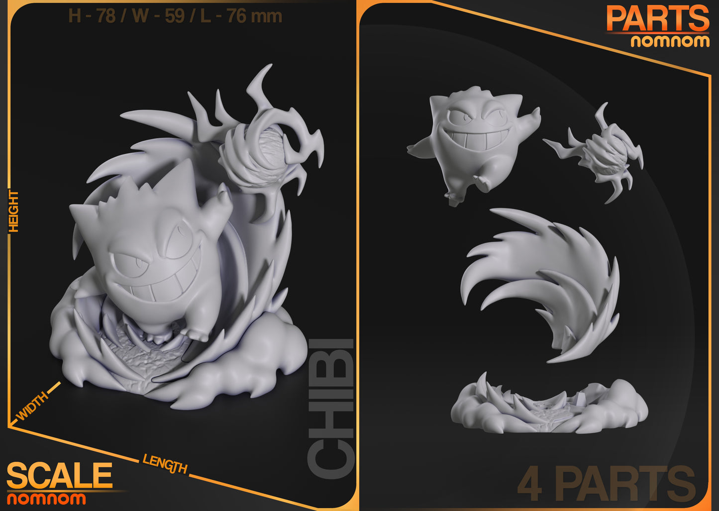 Figura de Resina Chibi - Gengar - Pokemon