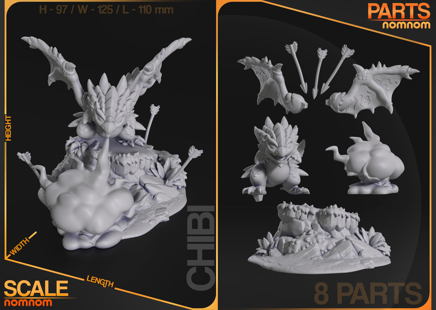 Figura de Resina Chibi - Rathalos - Monster Hunter World