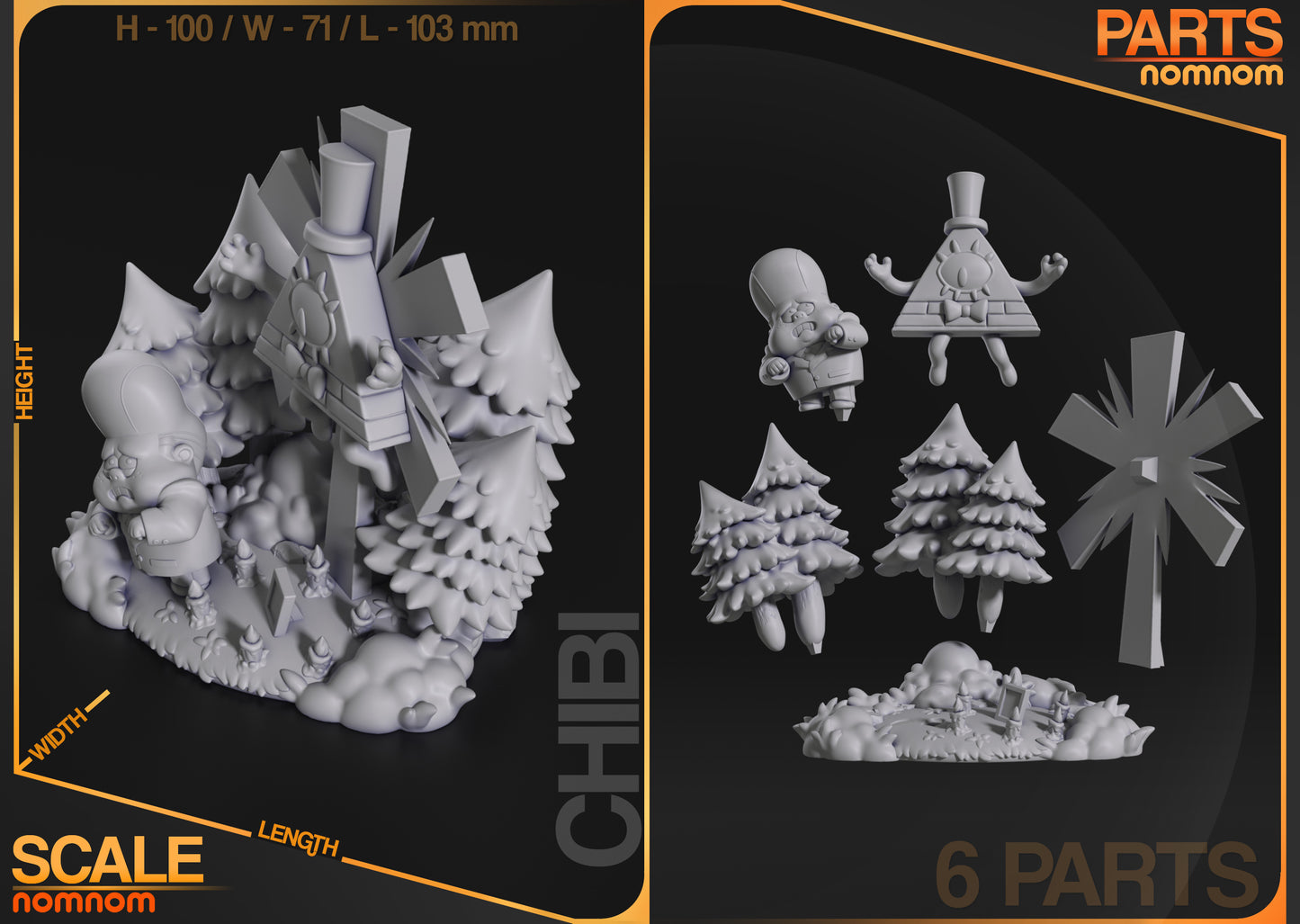 Figura de Resina Chibi - Bill Cypher - Gravity Falls