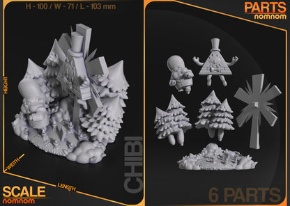 Figura de Resina Chibi - Bill Cypher - Gravity Falls