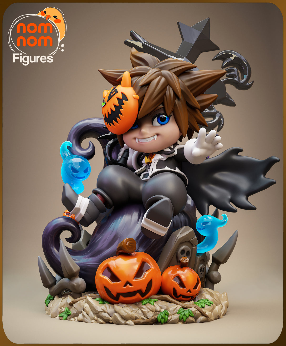 Figura chibi Sora Halloween en resina, vista lateral
