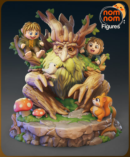 Figura de Resina Chibi - Merry, Pippin & Barból - El Señor de los Anillos