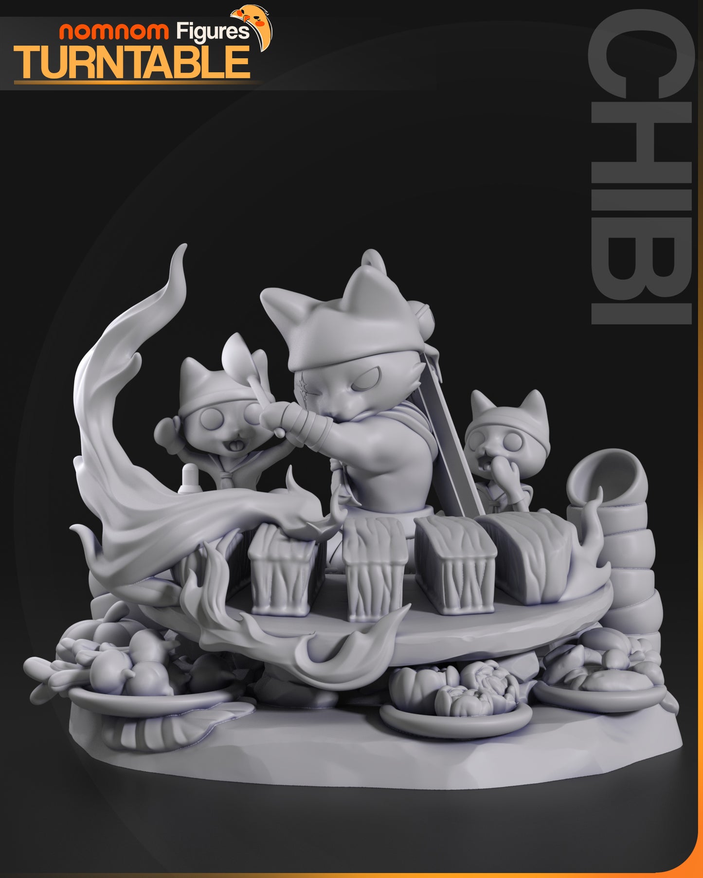 Figura de Resina Chibi - Chef Miausculoso - Monster Hunter