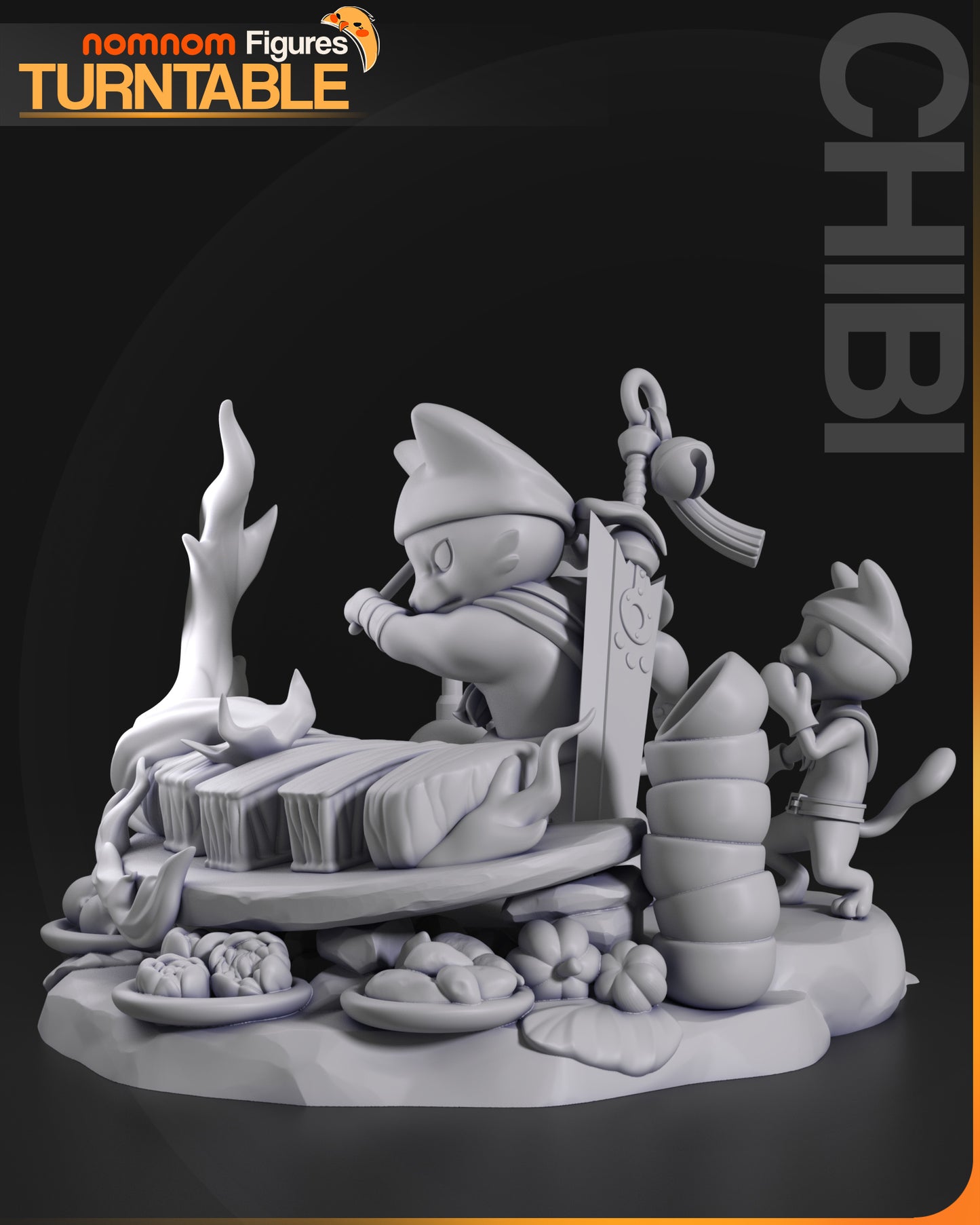 Figura de Resina Chibi - Chef Miausculoso - Monster Hunter