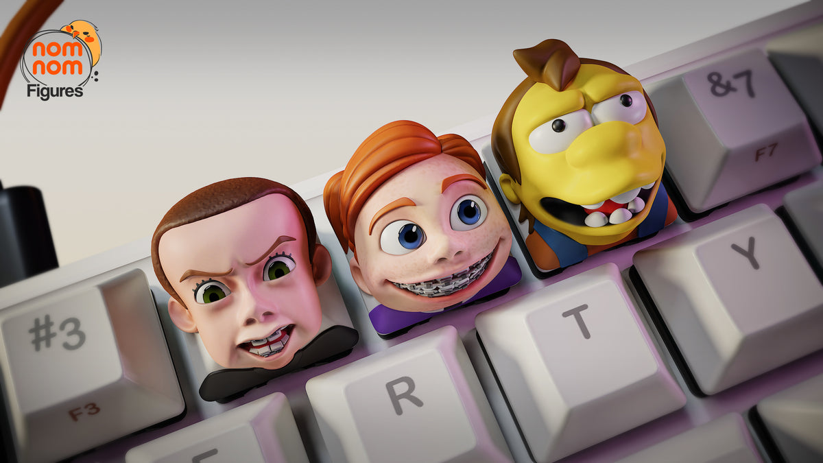 Pack 3 keycaps de resina Bully Kids Sid, Darla y Nelson